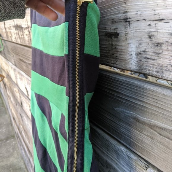 BCBGMaxAzria Green and Navy Striped Strapless 10 - Picture 4 of 8